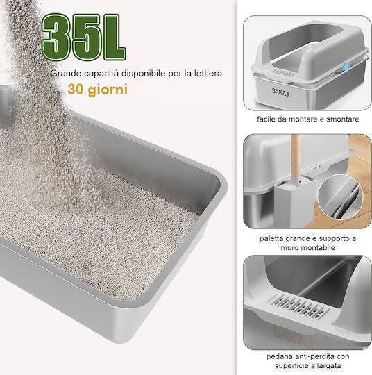 Bakaji Steel Cat Toilet Non-Slip Mat Platform Capacity 35l 02842537