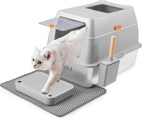 Bakaji Durable Satin Cat Litter Box 35l Door Scoop & Non-Slip Platform 59.5 X 39.5 X 15 cm 02842540