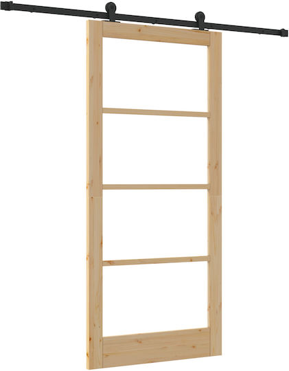 Vidaxl Schiebetür Set Zubehör 'orkdal' Massivholz & Glas Beige