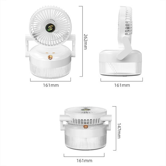 Folding Humidifying Fan USB Charging Night Light White
