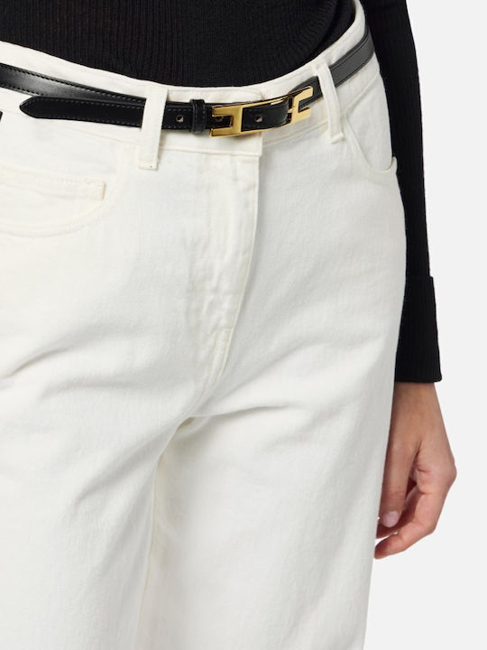 Women's Jean Trousers in Palazzo Fit White