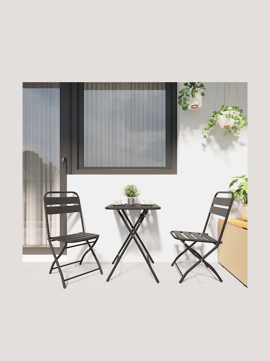 Outdoor-Stuhl Metallisch Anthracite 2Stück 42x52x82εκ.