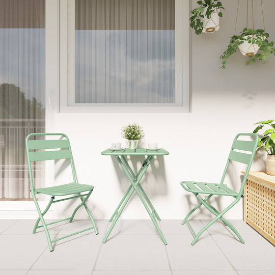 Καρέκλα Εξωτερικού Χώρου Μεταλλική Ελαφρύ Μέντα 2τμχ 42x52x82εκ.