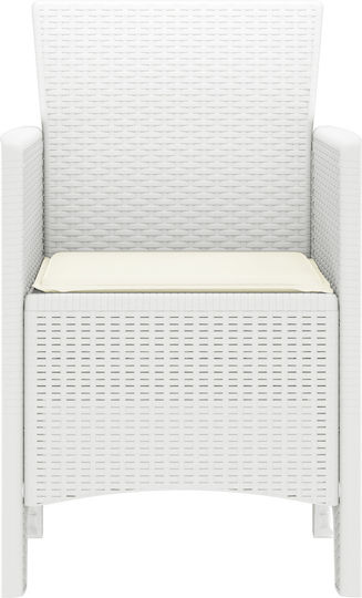 Outdoor Chair Rattan White with Cushion 2pcs 53x49x85cm