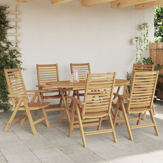 Scaun de exterior Lemn Tecă 6buc 52x60cm