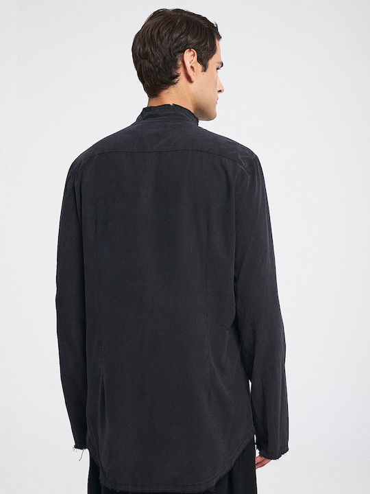 Μακρυμάνικo Πουκάμισο σε Κανονική Γραμμή Washed Black