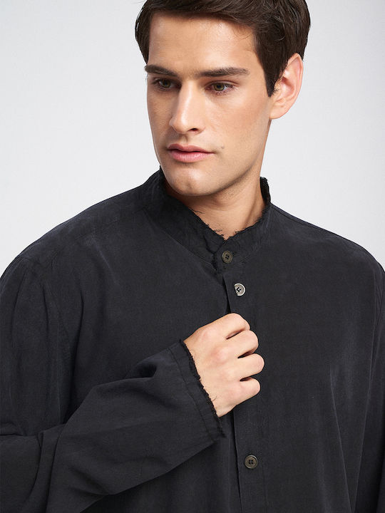 Μακρυμάνικo Πουκάμισο σε Κανονική Γραμμή Washed Black