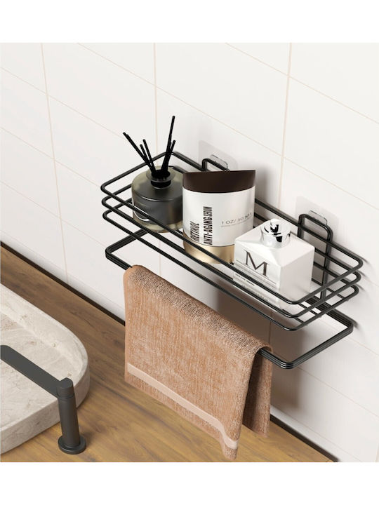 Femmit Bathroom Kitchen Shelf Wall Towel Holder Self-Adhesive or Screws Matte Black