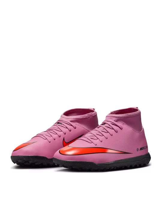 Mercurial Superfly 10 Club Kids Turf Soccer Shoes with Sock Magic Flamingo / Total