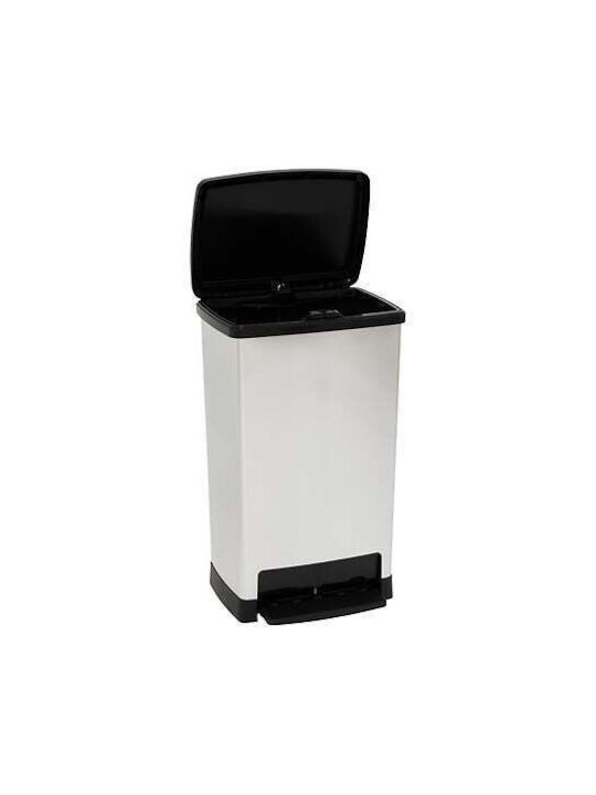 5Five Waste Bin Waste Plastic with Pedal Silver 50lt 1pcs