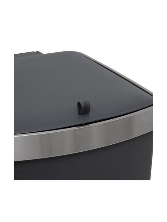 5Five Waste Bin Waste Plastic with Pedal and Wheels Gray 45lt 1pcs
