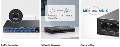 Mercusys MS110CMP v1 L2 PoE+ Switch cu 8 Porturi Gigabit (1Gbps) Ethernet