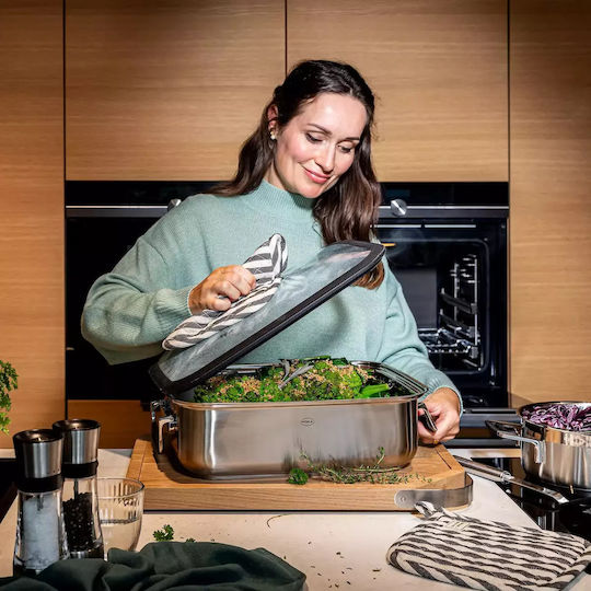 Rosle Oală Pătrată din Aluminiu cu Capac de Sticlă 40.9cm 1buc