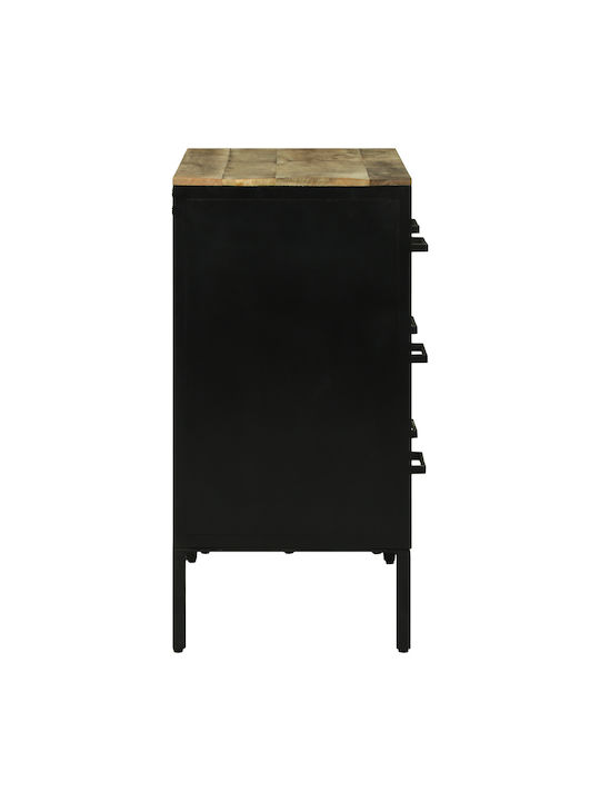 Metallic Chest of Drawers of Solid Wood Ρουστίκ Ξύλο Μάνγκο 70x35x70cm