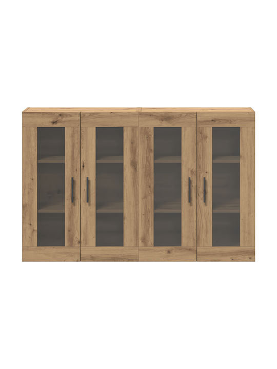 Wall Living Room Display Cabinet made of Particleboard with Glass Artistic Oak 69.5x34x90cm