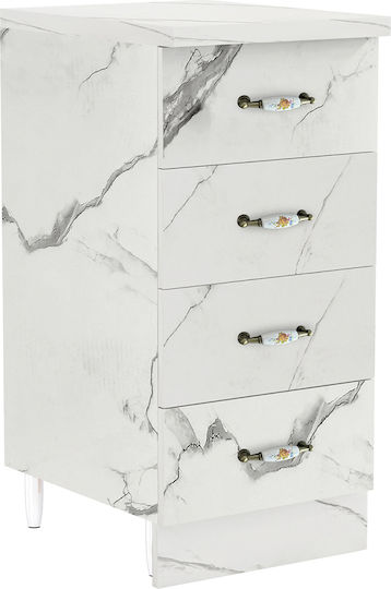 Kitchen Floor Drawer Unit Λευκό Εφέ Μάρμαρο 40x50x85cm