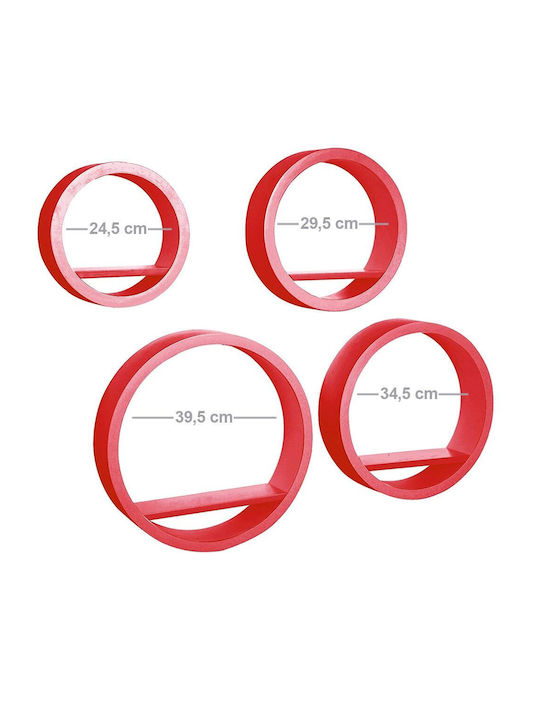 Red Wall Shelves (4 Pieces) 39.5x39.5cm