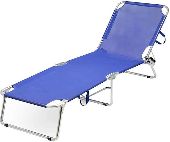 Bakaji Foldable Aluminum Beach Sunbed Blue 190x58x27cm