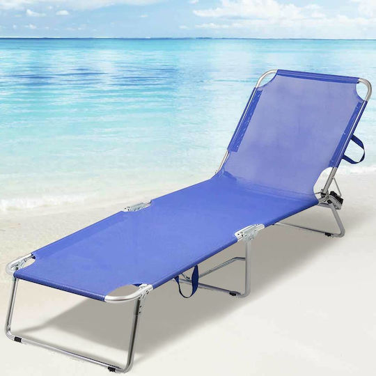 Bakaji Foldable Aluminum Beach Sunbed Blue 190x58x27cm