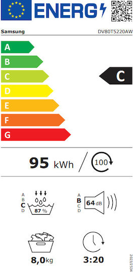 Samsung DV80T5220AΕ Wäschetrockner 8kg mit Wärmepumpe