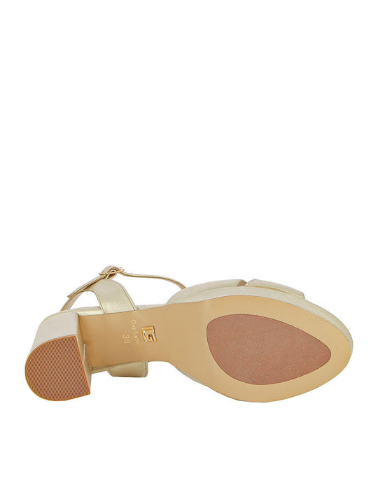 Leder Sandalen mit Strass Gold