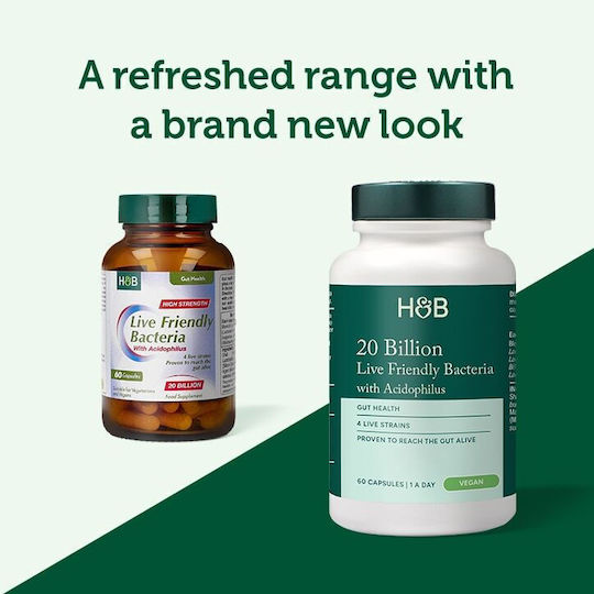 Holland & Barrett 20 Billion Live Friendly Bacteria Συμπλήρωμα με Προβιοτικά 60 κάψουλες