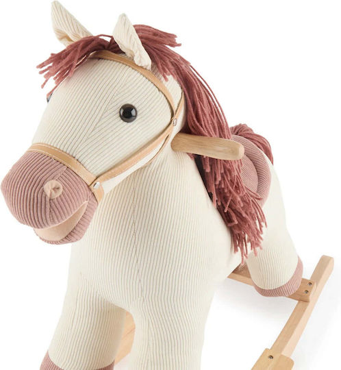Bieco Fabric Rocking Toy Horse for 12+ months with Max Load Capacity 26kg White