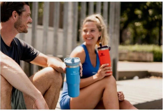 Stanley IceFlow Flip Straw 2.0 Glass Thermos Stainless Steel BPA Free 890ml Twilight With Straw