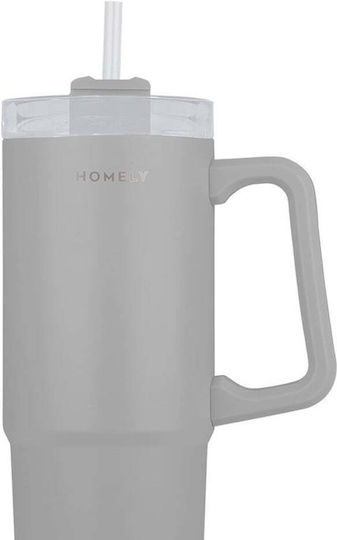 Homely Thermos Straw Tumbler 900ml Pebble Gray