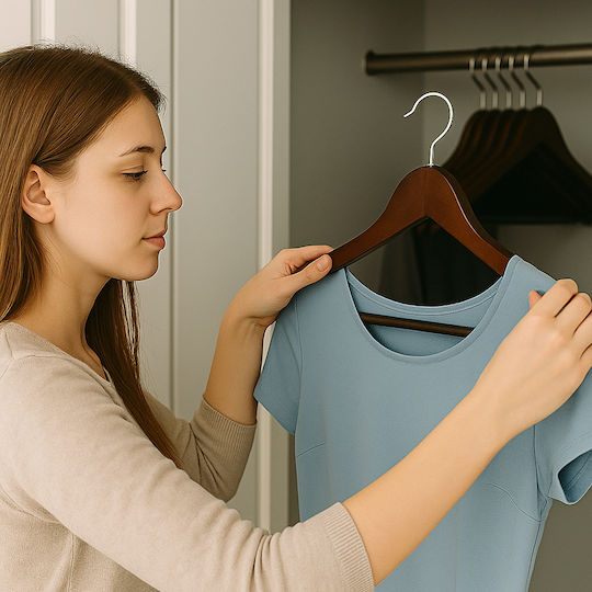 Bakaji Wardrobe Hanger for Pants Wooden Brown 02842619 12pcs