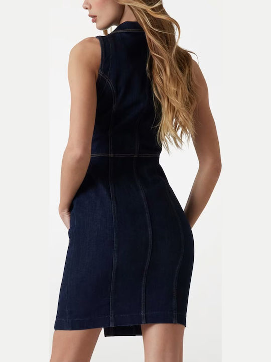 Sommer Mini Hemdkleid Denim Dunkelblau