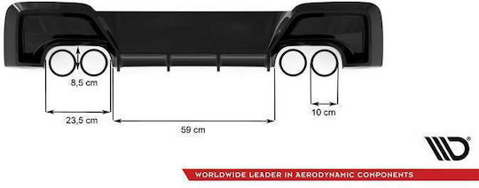 Rear Bumper Diffuser Bmw 1 F20 11-15 M135i Bumper Gloss Black 2 Double Exhaust Holes Left & Right Abs Plastic Maxton Design 1 Piece
