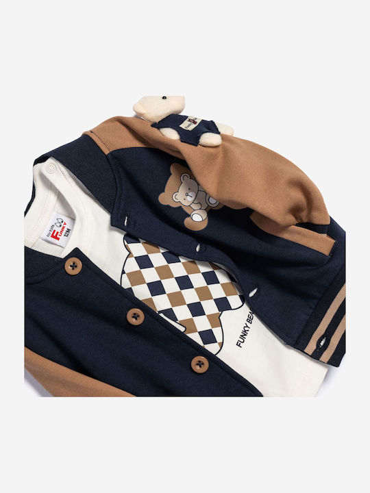 Kids Sweatpants Set With Jacket With Top Brown 3 Pieces