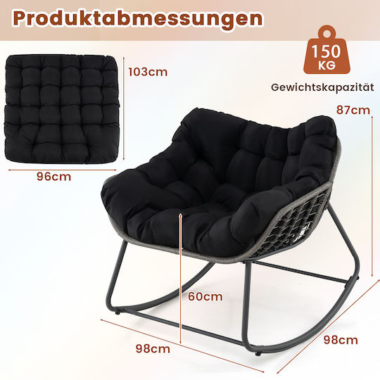 Rocking Armchair Black 98x98x87cm