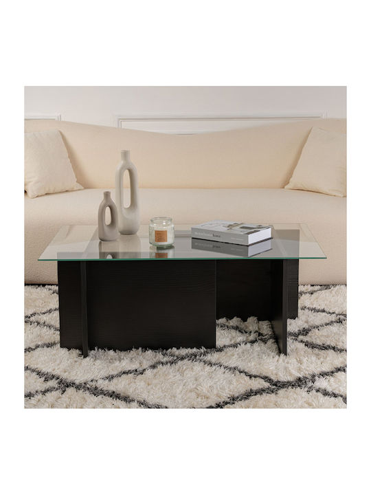 Masa Centrală Rectangulară Vetrino Din Sticlă Neagră L105xL65xÎ40cm