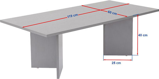 Rectangular Central Coffee Table Sabin Wooden Walnut W119xD60xH40cm