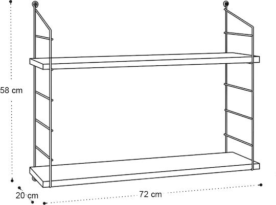 Ράφι Armoni Sacramento Oak 72x20x58εκ.