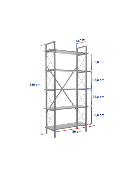 Bibliothek Elysian Schwarz 90x33.5x180cm