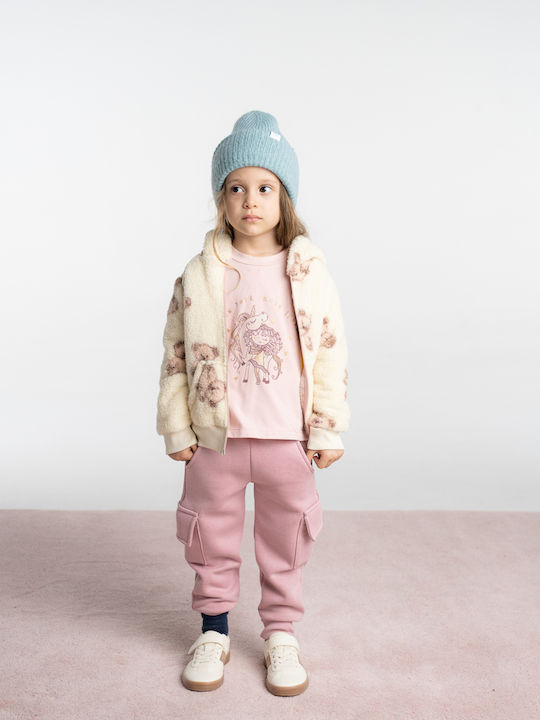 Kids Sweatpants Set With Jacket Pink 3 Pieces