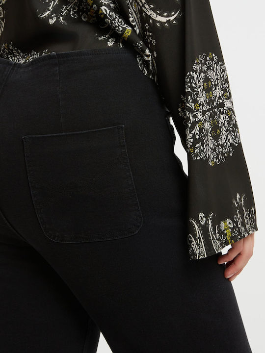 High Waist Women's Jean Trousers Flared in Bootcut Fit Black