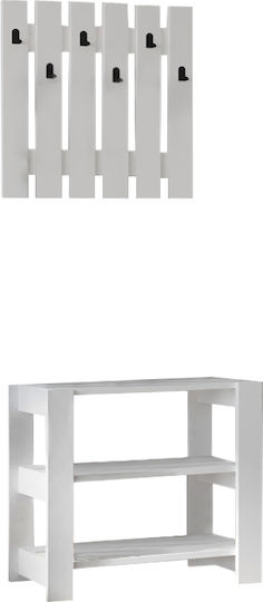 Friends Entry Furniture with Hanger & Shoe Rack White 69.8x33.6x60cm Friends Entry Furniture with Hanger & Shoe Rack White 69.8x33.6x60cm
