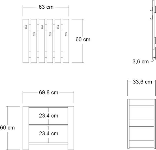 Friends Entry Furniture with Hanger & Shoe Rack White 69.8x33.6x60cm