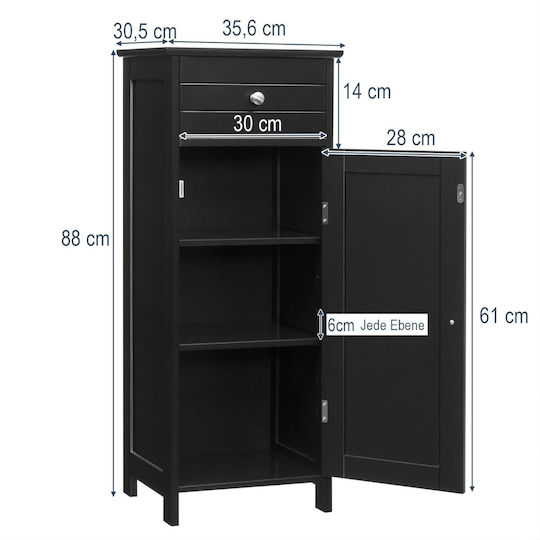 Costway Ντουλάπι Μπάνιου 35x30x87cm Μαύρο