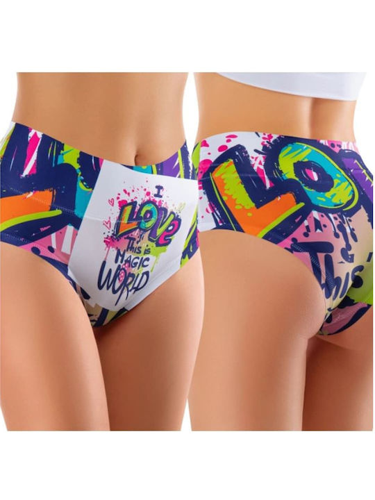 Ψηλόμεσο Γυναικείο Slip χωρίς Ραφές Multicolor