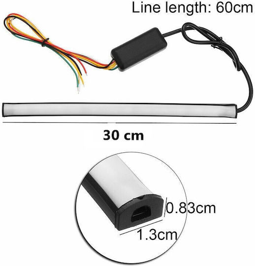 Flexible Motorcycle Headlight LED Strip Running-strobe Brake Lights & Dynamic Turn Signals High Brightness 30cm Tc-256