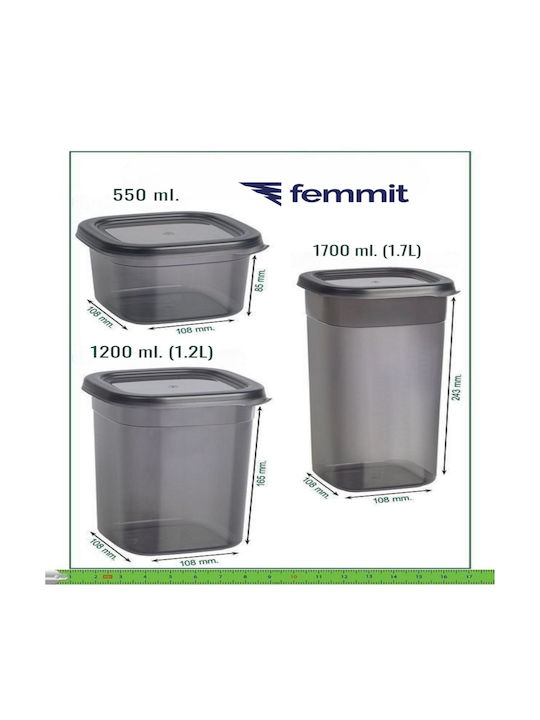 Femmit Set 36 Pieces General Use Jars 550 1,200 1,700 Ml Airtight Lid Plastic