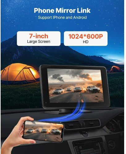 Car Stereo Vevor Radio CarPlay 7 Touch Screen Apple Android Automatic Rearview Camera