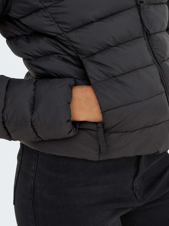 Short Women's Puffer Jacket for Winter Black