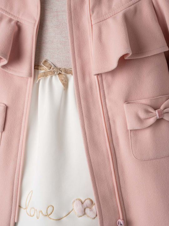 Children's Dress Long Sleeve Set with Coat and Blouse Pink