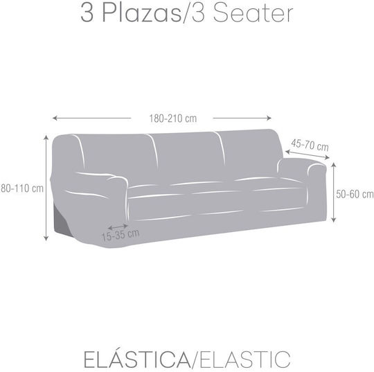 Eysa Troya Elastische Abdeckung für Dreisitziges Sofa C/6 Gray 180εκ. 1Stück F731496